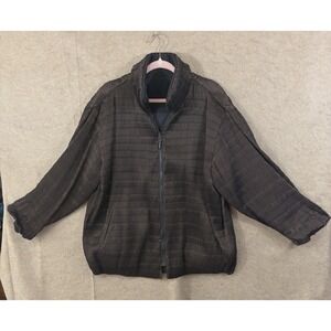 Mycra Pac Now Reversible Coat Jacket Womens Sz S / M Brown Black Crinkle Pockets